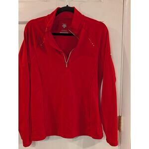 Descente Red Quarter Zip Performance Pullover | Size 10